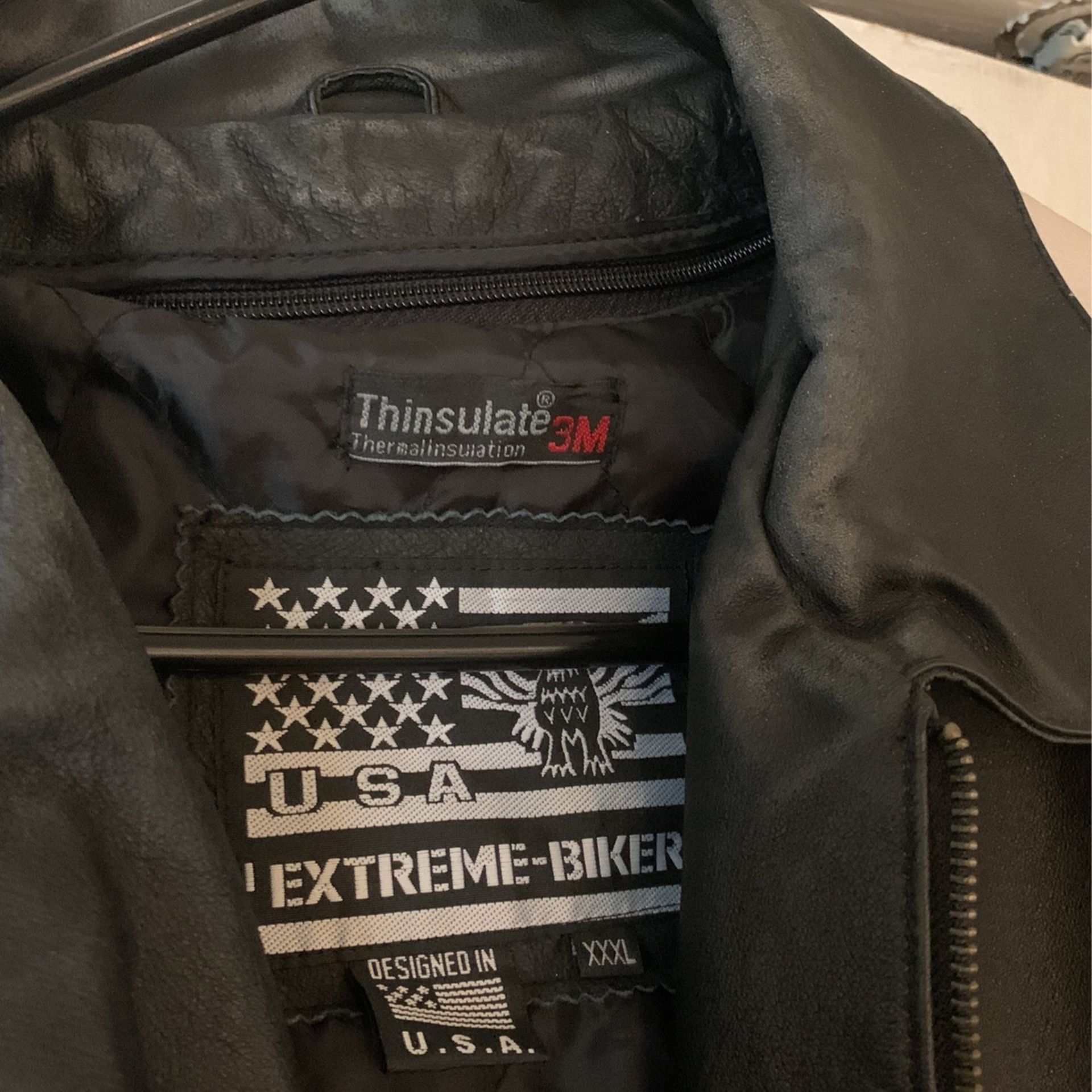 USA LEATHER BIKER JACKET/ USA JACKET