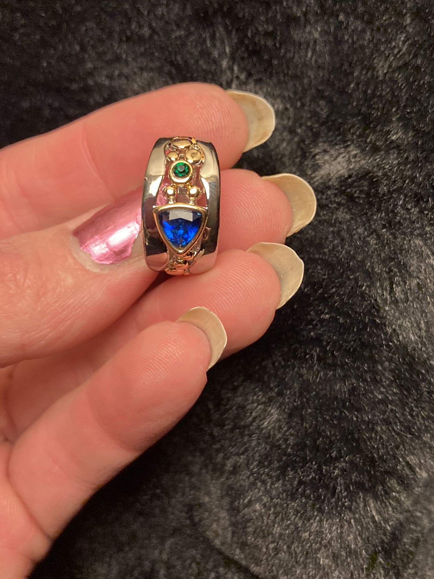 Ring Size 6 With Blue And Green Stone