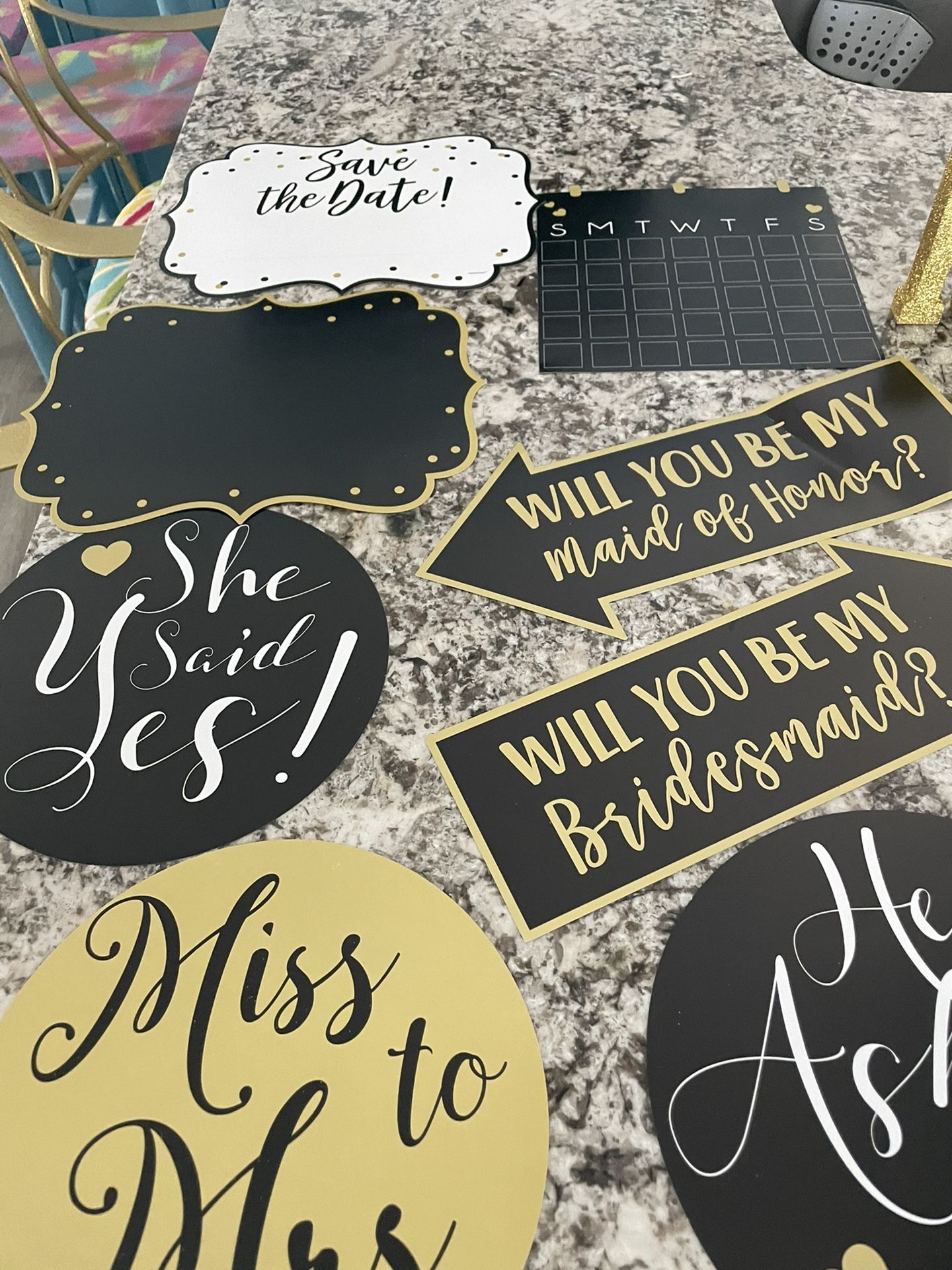 Wedding Decorations/Photo booth signs &Glitzy “Mr & Mrs.” sign