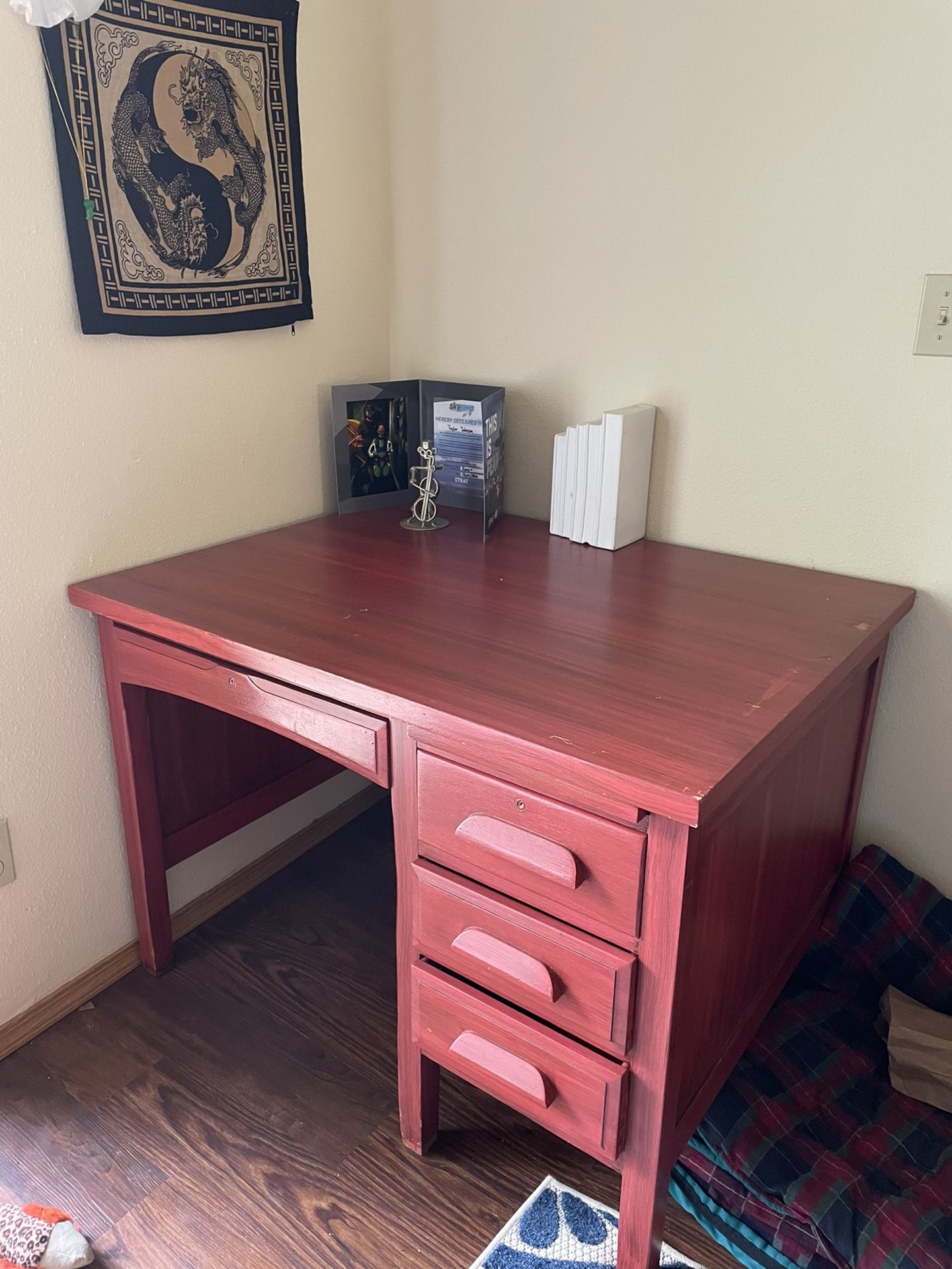 Red, Solid Wood Desk!