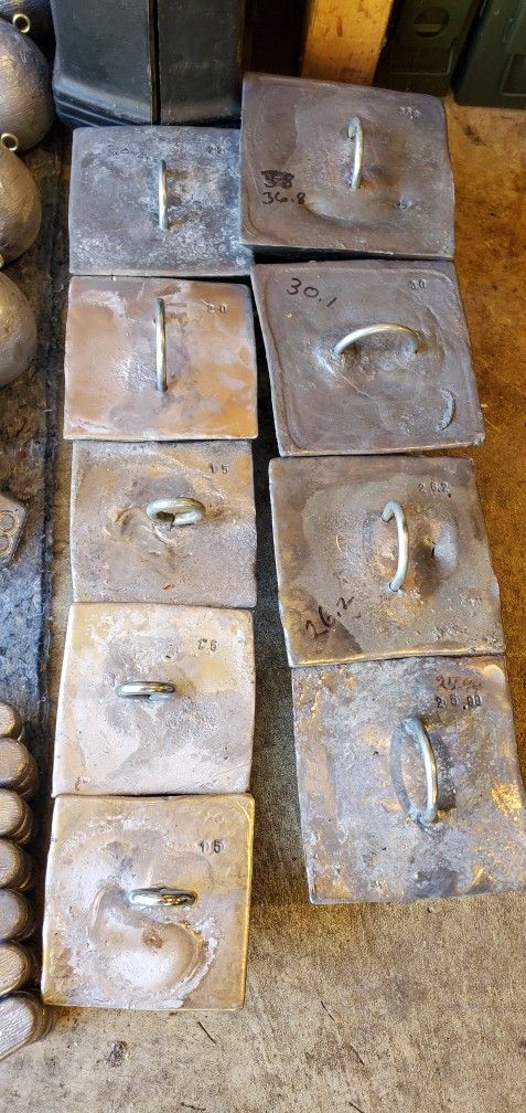 Downrigger balls, Drift boat Anchor's, Cannonball fishing weights, Flutter/Pipe jigs, Crabpot weight