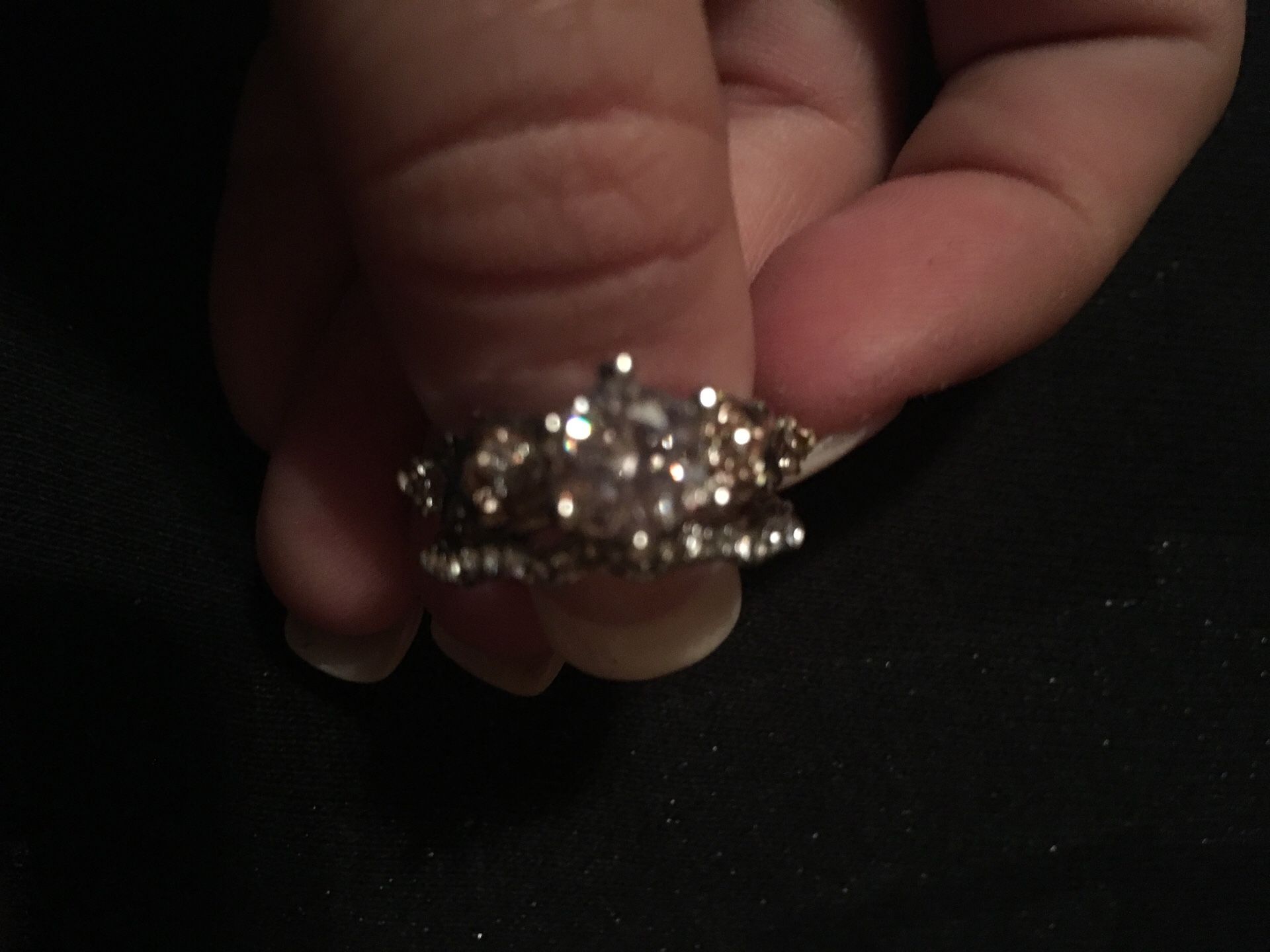 White topaz wedding/engagement ring set