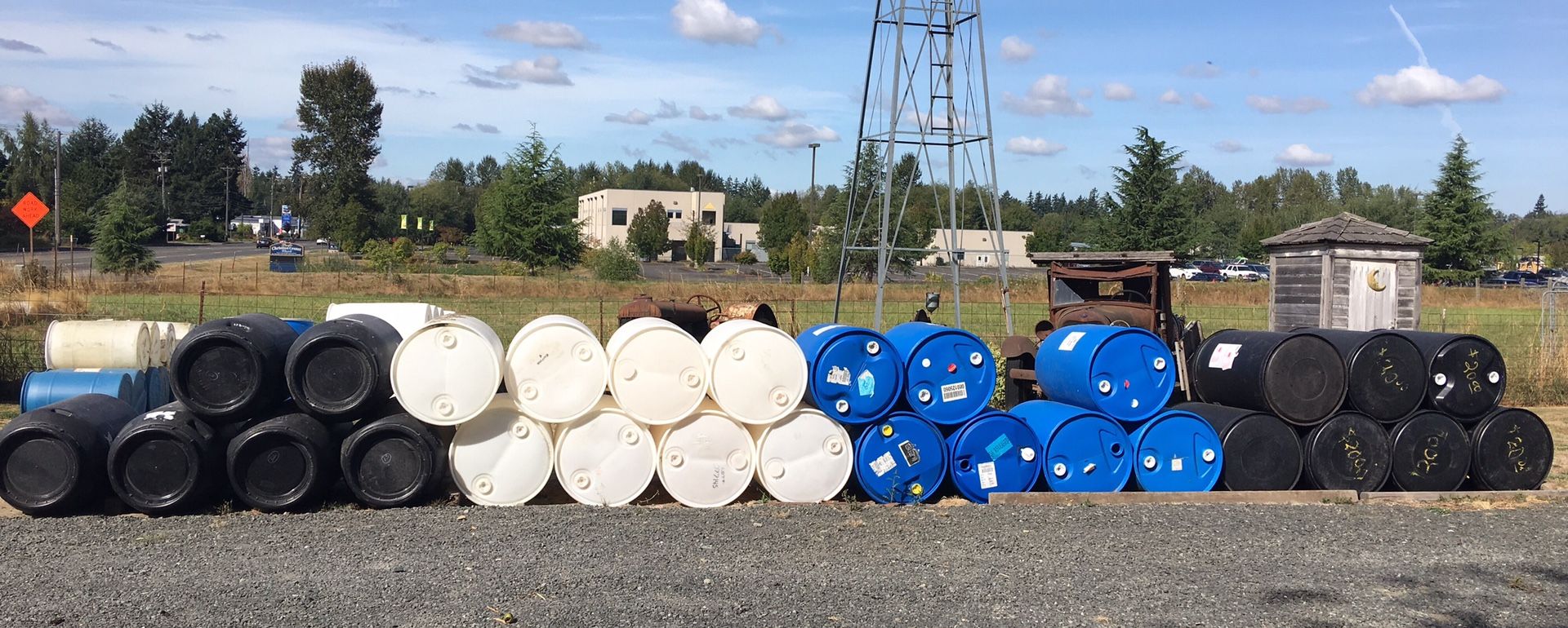 Plastic or metal barrels , burn barrels, IBC totes and IBC tote cages