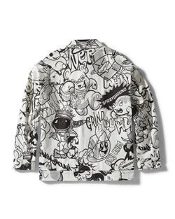 Sprayground 🔥Chaos Button Up Jacket Windbreaker Mens X-Large or Large Graffiti Cartoon Black White  Thumbnail