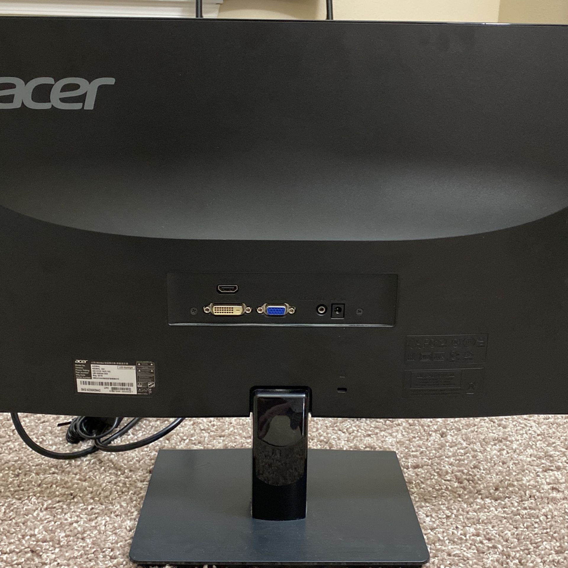 Acer 22” Monitor - Comes With HDMI Cable and Power Cord.