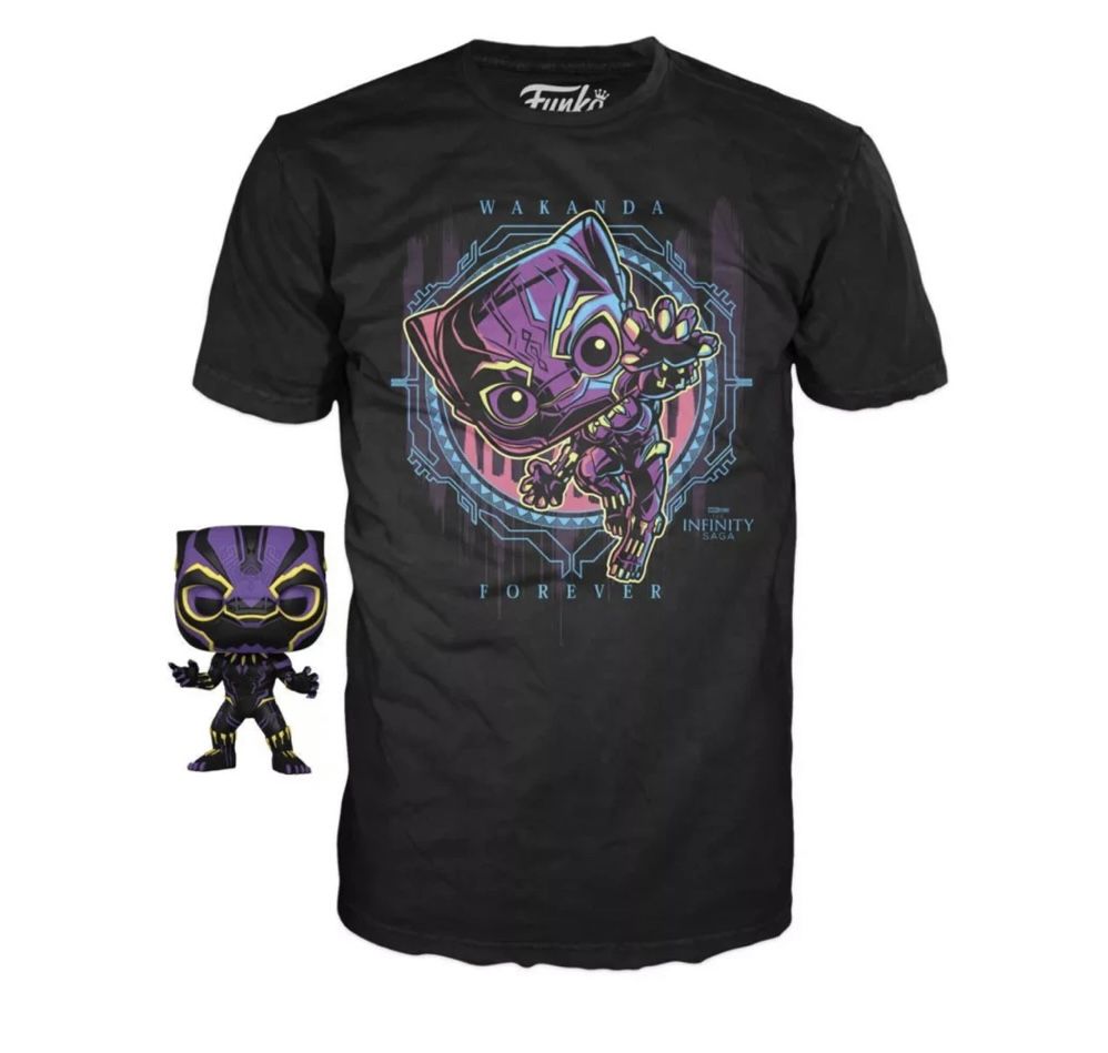 Black Light Black Panther Funko Pop Boxset Large T-shirt *MINT SEALED* Target Exclusive Marvel Avengers 891 with protector