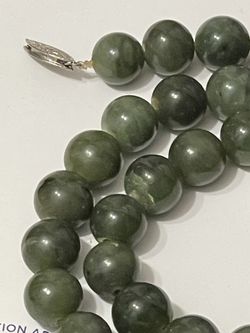 925 Sterling Silver Natural Jade Necklace  Thumbnail