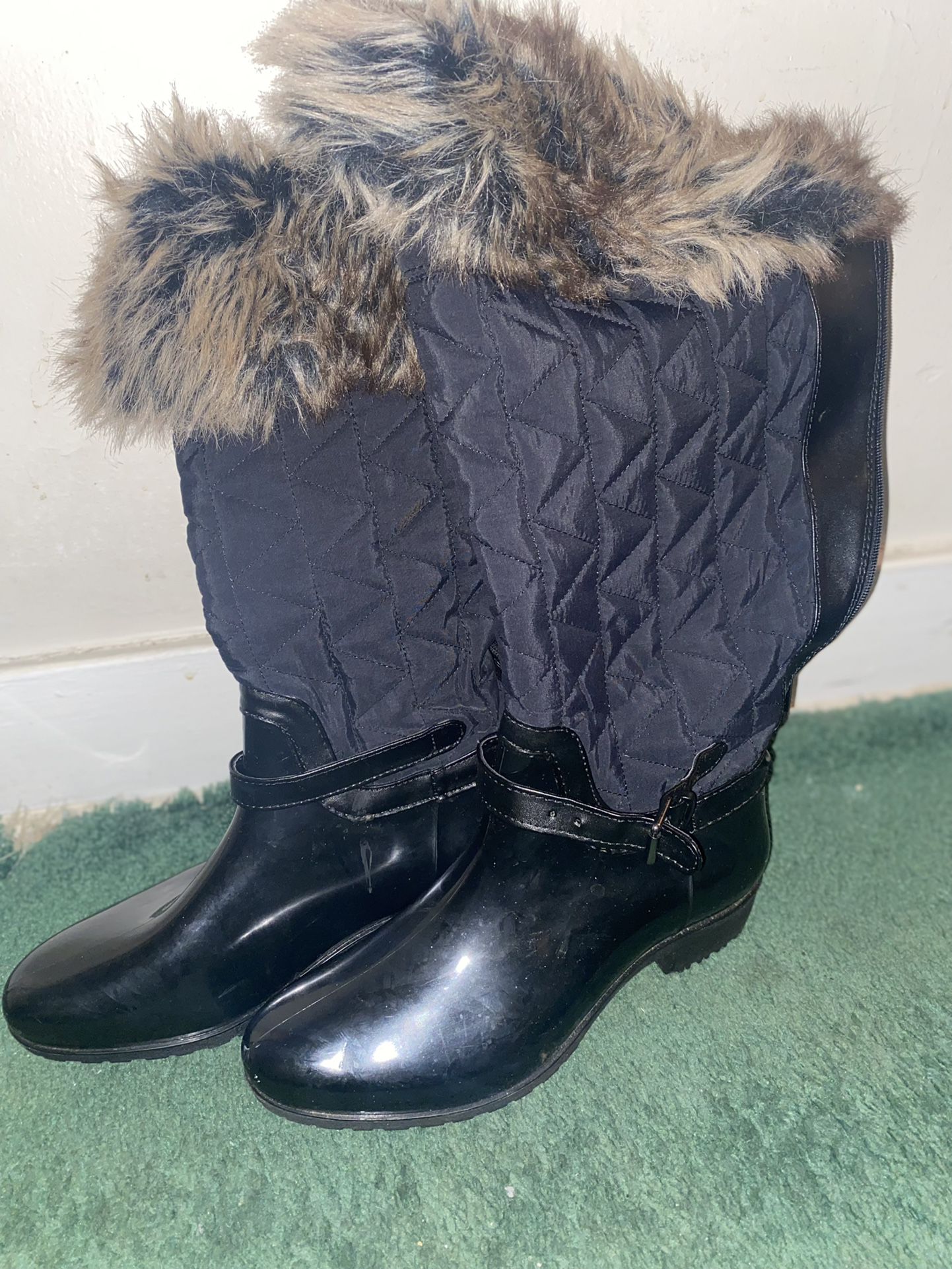 Black Tall Boots W/fur