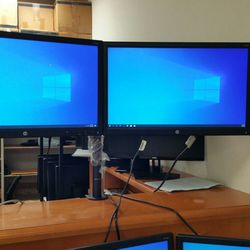 Dual monitors on one stand, 22-inch LED , VGA, dvi, HDMI, with cables, Thumbnail