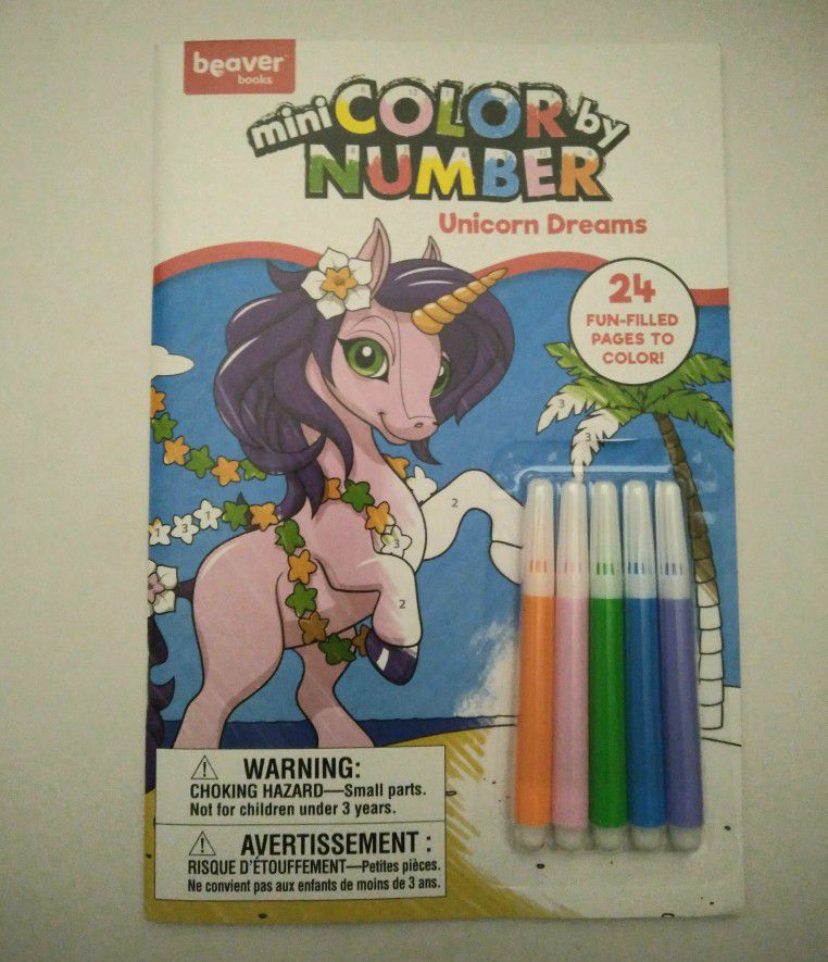 Mini Color by Number Unicorn Dreams- (Beaver Books)