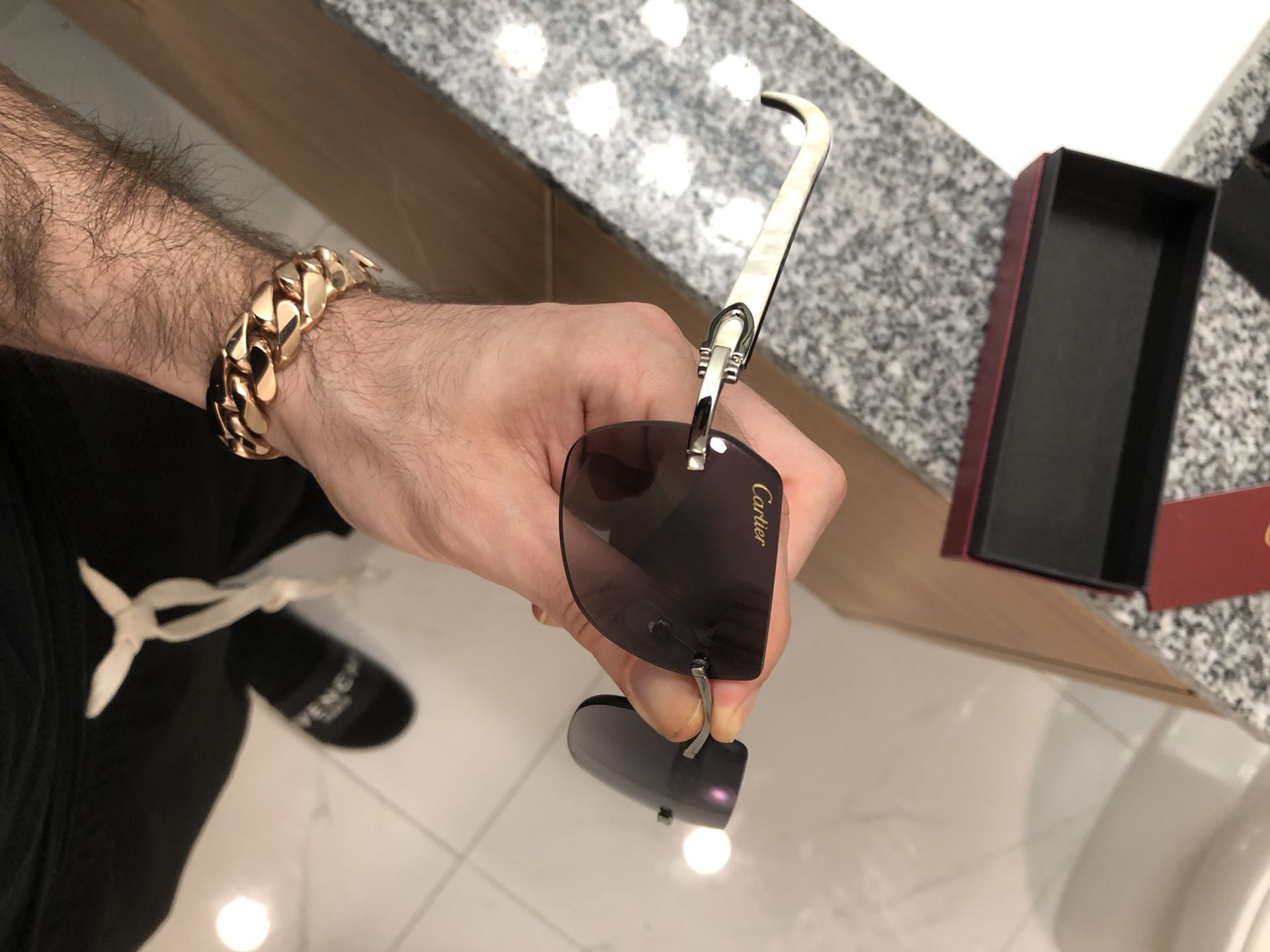 Cartier Buffalo Horn Eyewear Silver Trim Black Rec Lense