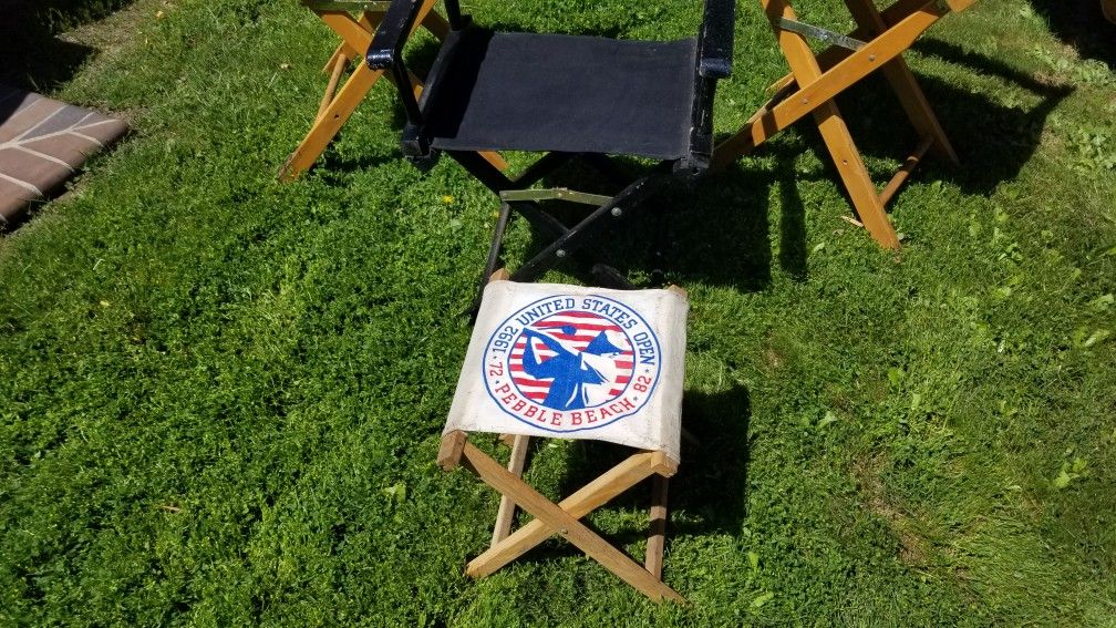 Three Directors Chairs plus Foot stool chair