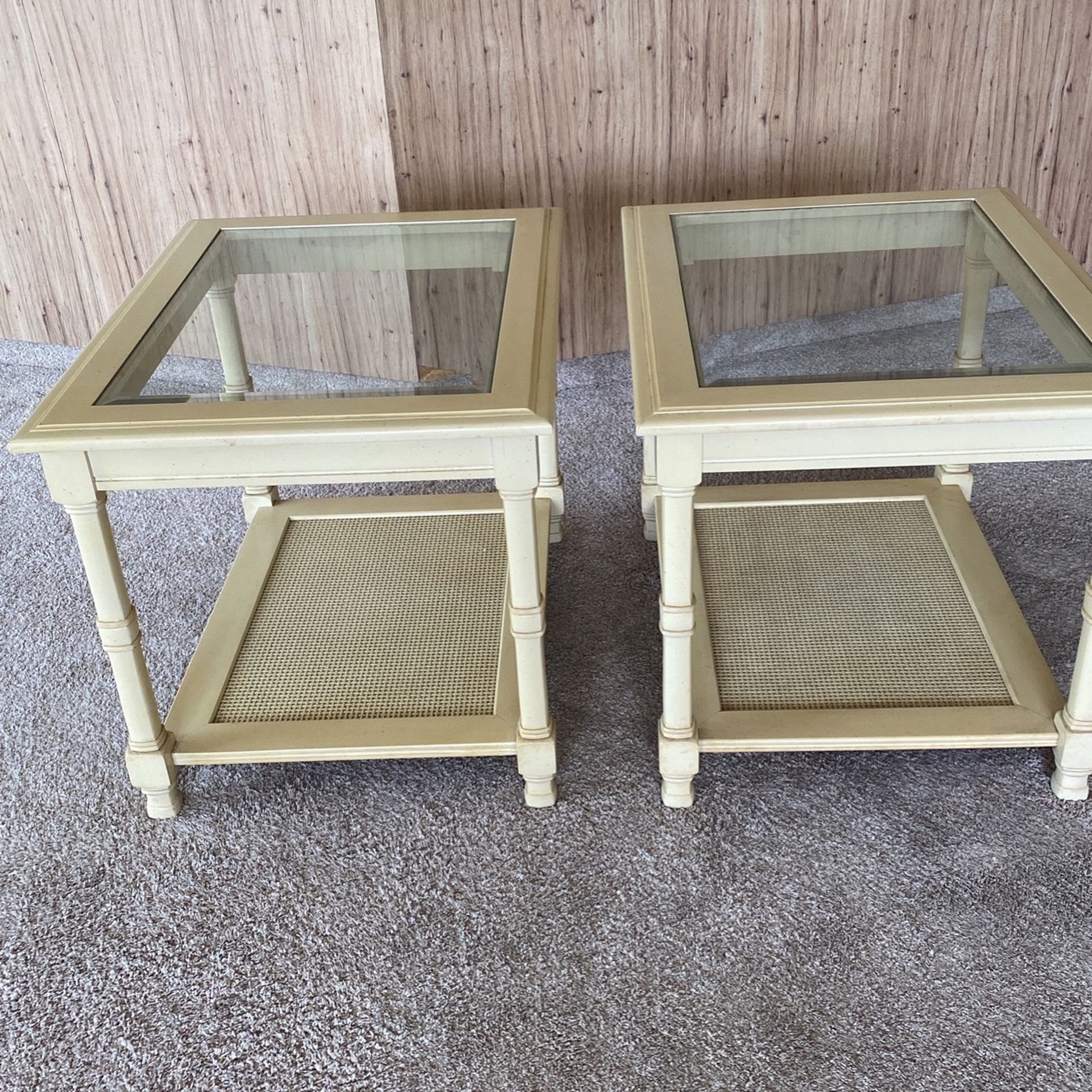 2 End Tables With Glass Tops