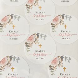 Personalized baptism stickers - Party favor Labels Thumbnail