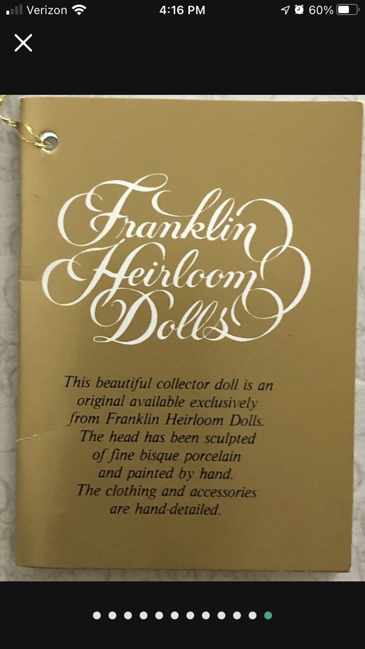 19” FRANKLIN HEIRLOOM Dolls “Noel The Angel of Christmas” Porcelain  In Box