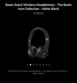 Beats Solo³ Bluetooth Wireless On-Ear Headphones - Matte Black (used once) Thumbnail