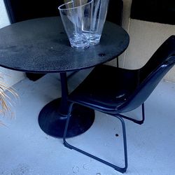 Black Dining Table With 2 Slope Back Dining Chairs  Thumbnail