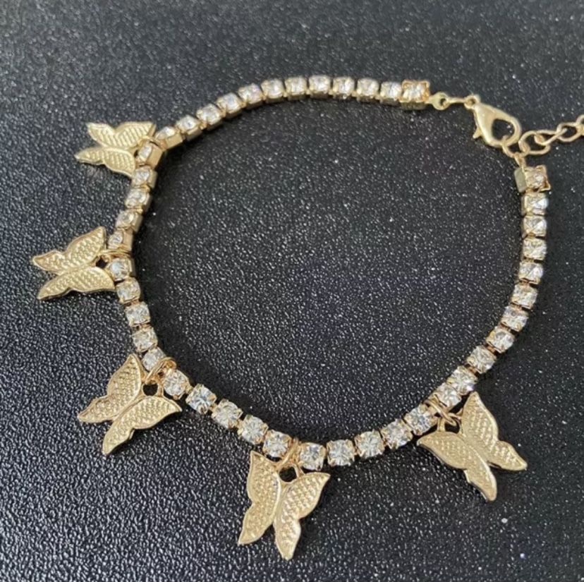 New Butterfly Anklet Tennis Chain Gold