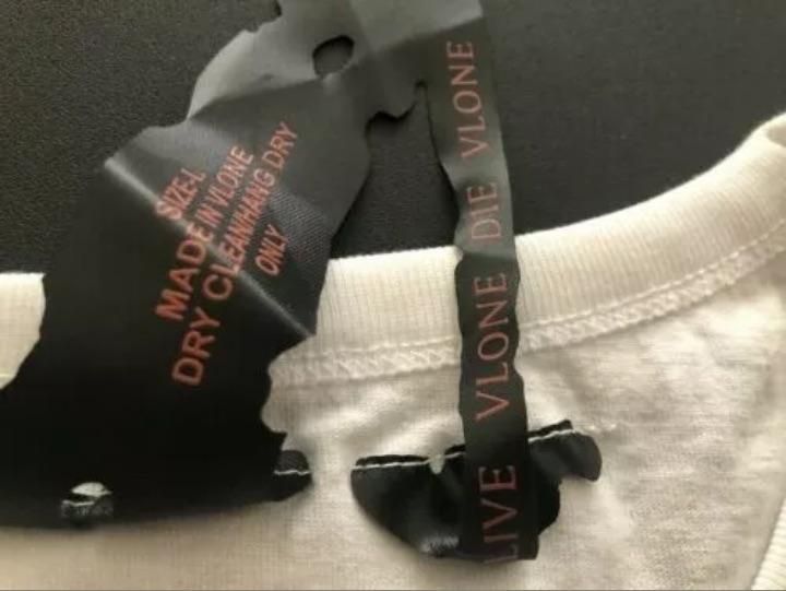 Vlone White And Yellow Logo Hoodie L