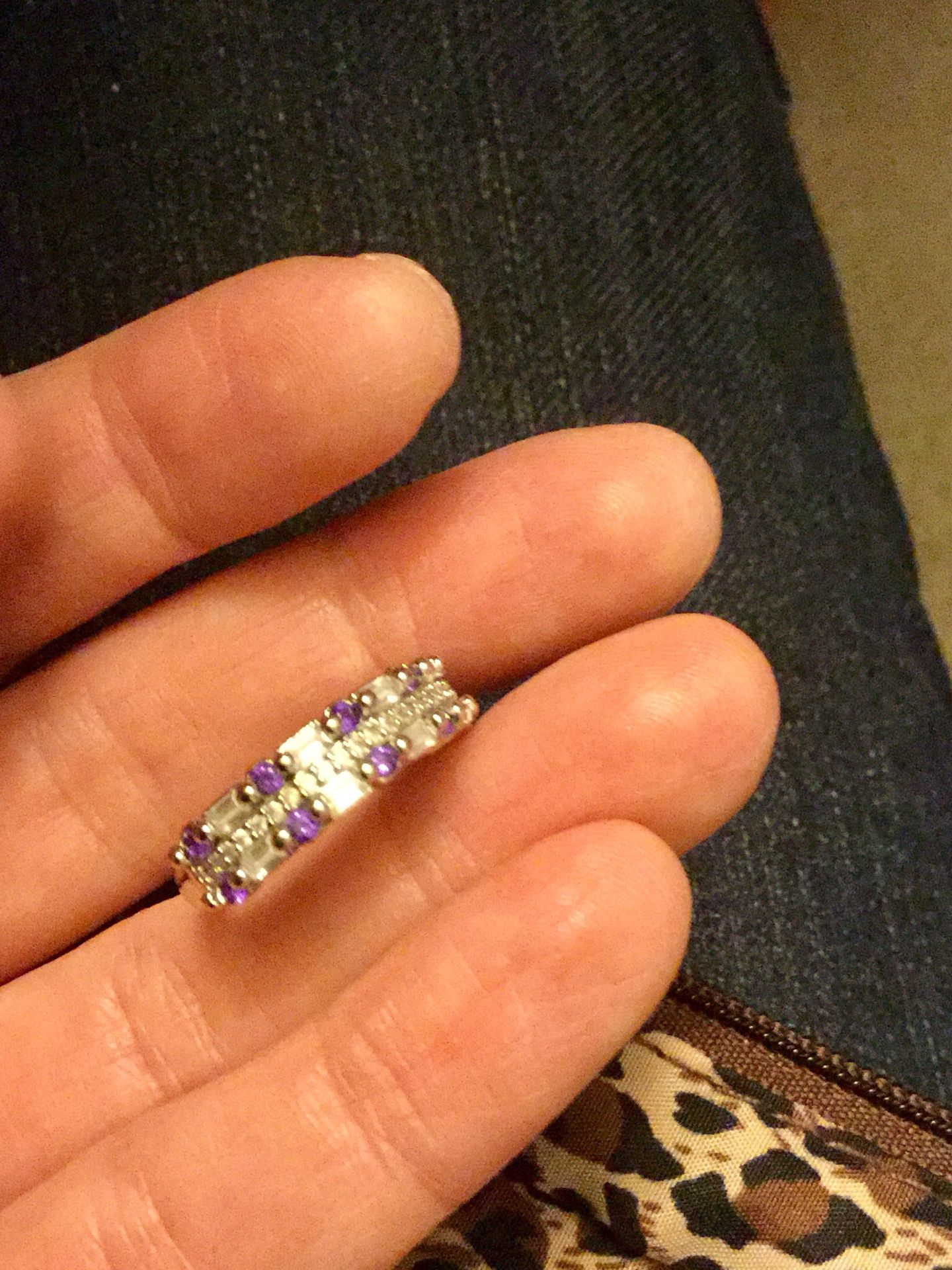 Amethyst gemstone ring 💜 Beautiful 925 stamped Silver and white gold filled Muti Sapphire Ring / Size #5 NEW Jewelry