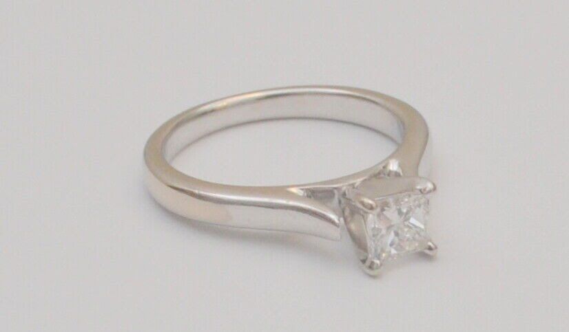 0.35ct Princess Cut Diamond Solitaire Engagement 14K White Gold Ring Sz 4.5