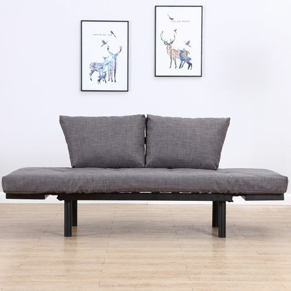 Single Person 5 Position Convertible Couch Chaise Lounger Sofa Bed - Black/Grey