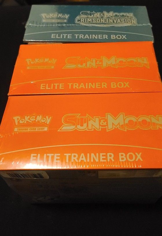Factory Sealed Sun&Moon Elite Trainer Box Lot Of 3