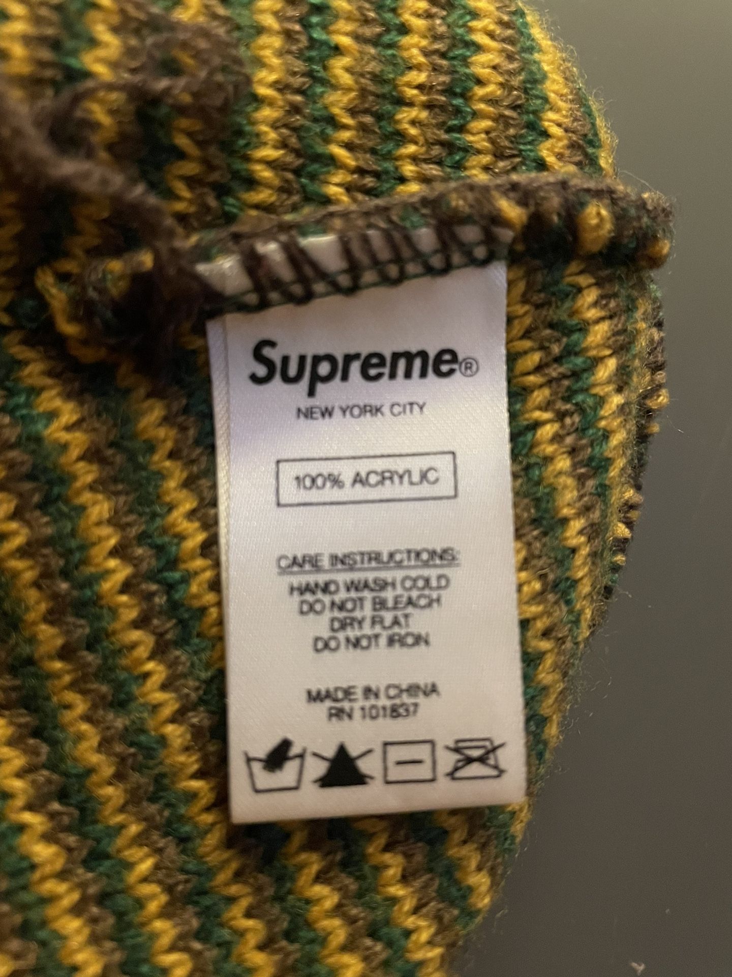 Supreme Zig-Zag Strip Beanie (Dark Green)