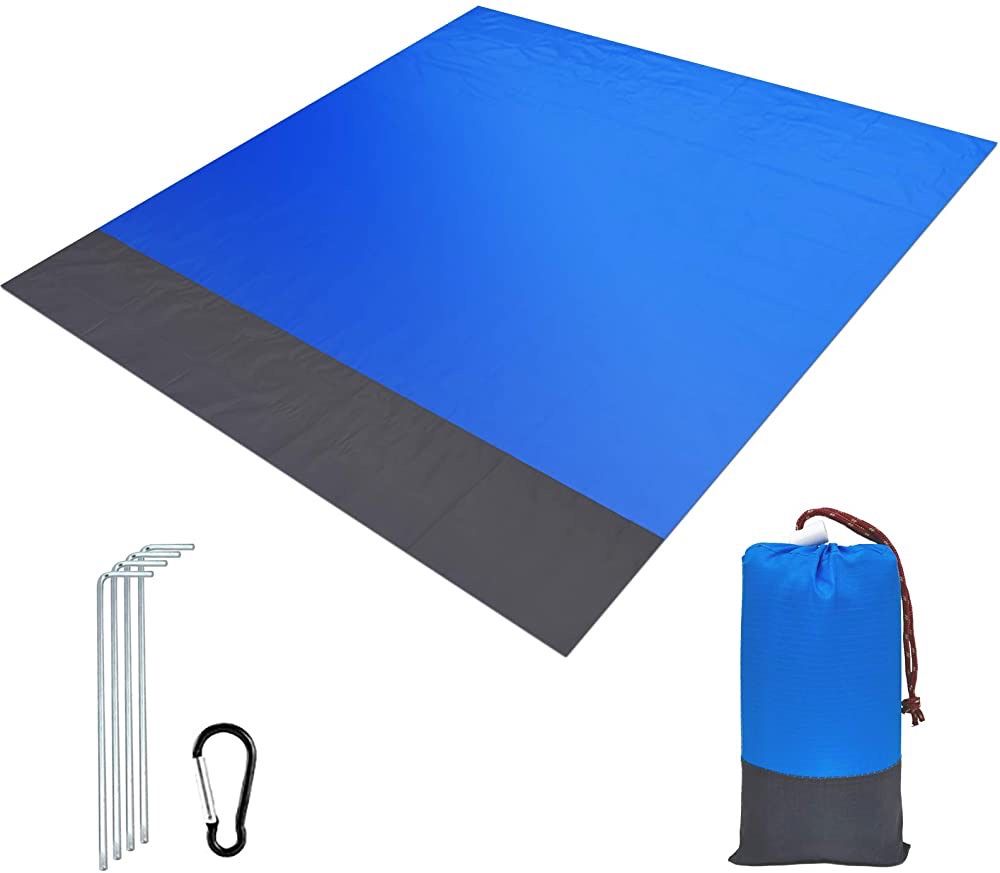 Beach Blanket Sandproof, 79''×83'' Waterproof Beach Mat for 5-6 Adults, Quick Drying Picnic Blankets