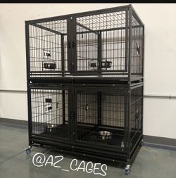 Set Of 2 - Brand New 42” Heavy Duty Dog Pet Double door Kennel Crate Cage 🐕‍🦺🐩🐶 please see dimensions in second picture 🇺🇸  Thumbnail