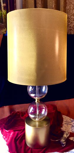Beautiful tall desk / floor lamp glass & brass Thumbnail