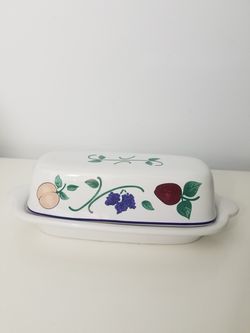 A Princess House Exclusive Orchard Medley Covered Butter Dish EUC Ceramic Thumbnail