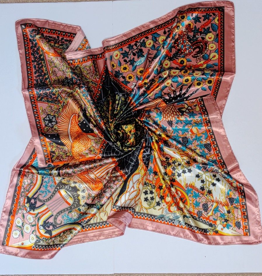 Rose Gold Silk Head Scarf/Tablecloth/Accessory