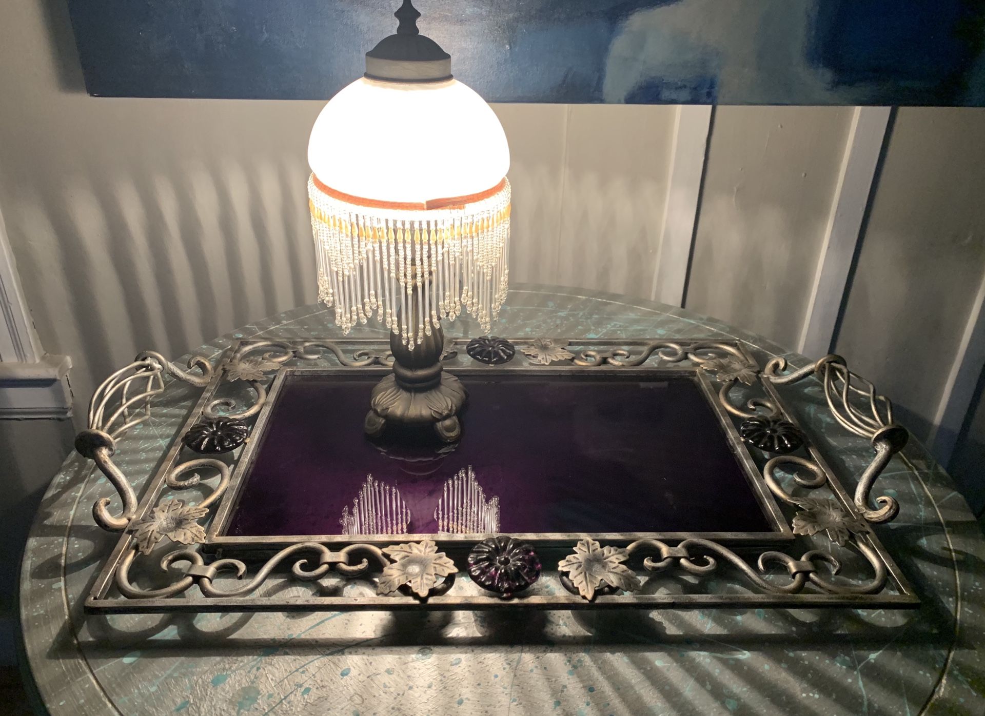 Antique beaded lamp