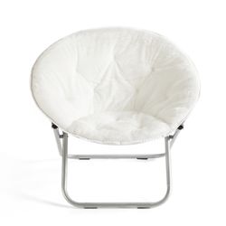 Mainstays Large Super Soft Microsuede 30" Saucer Chair, White Thumbnail