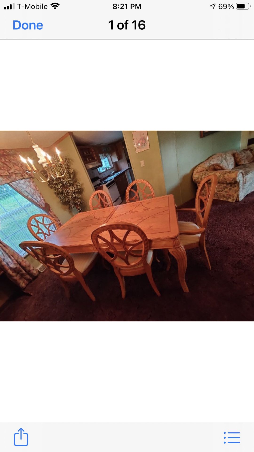 Ashley Furn Table Carved Oak 7 Piece REDUCED TO $600