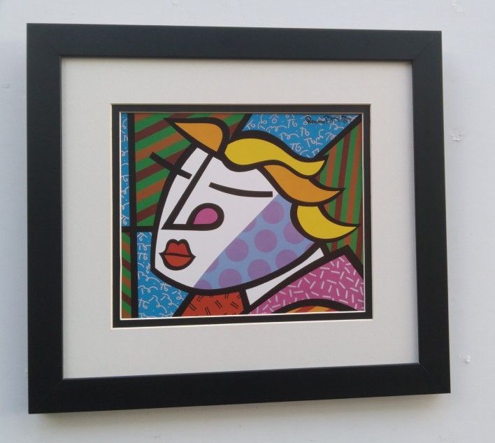 Romero Britto Monica Pop Art Signed Framed
