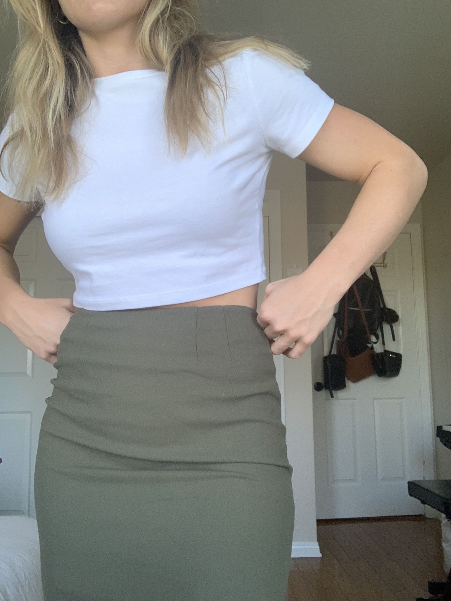 Olive Pencil Skirt