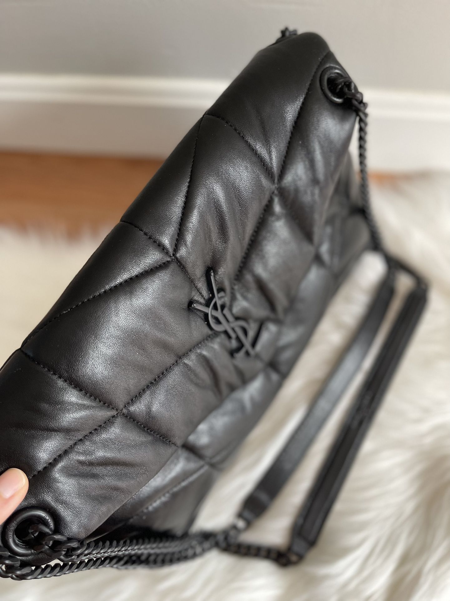 Black %100 High Quaility Leather  Y  S  L Women Shoulder Bags 