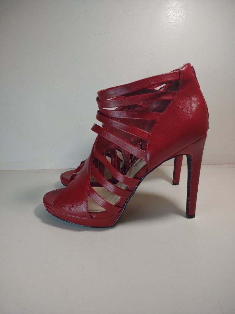 Penny Loves Kenny red strappy open toe stiletto heels size 8.5