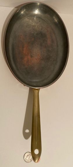 Vintage Copper and Brass Fish Frying Pan, Sauce Pan, 19" Long and 10" x 8" Pan Size, Made in Portugal, Quality, Laura Design, Fish Pan, Cooking Pan Thumbnail