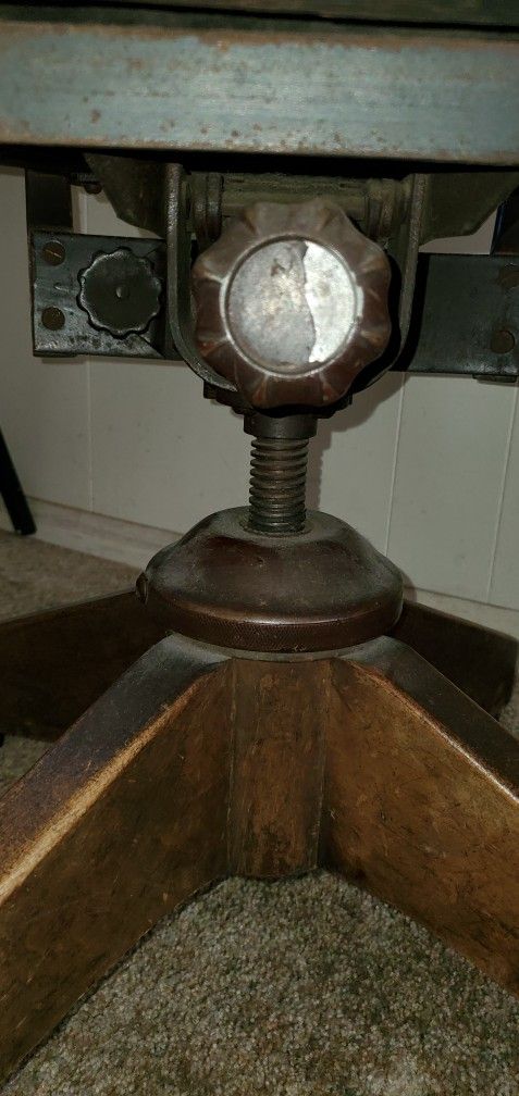 Vintage Wood Rolling Office Desk Chair