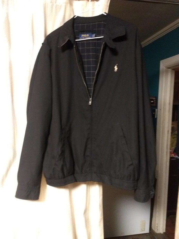 Authentic Ralph Lauren Polo Men's Rain Jacket Black/Tan Size L