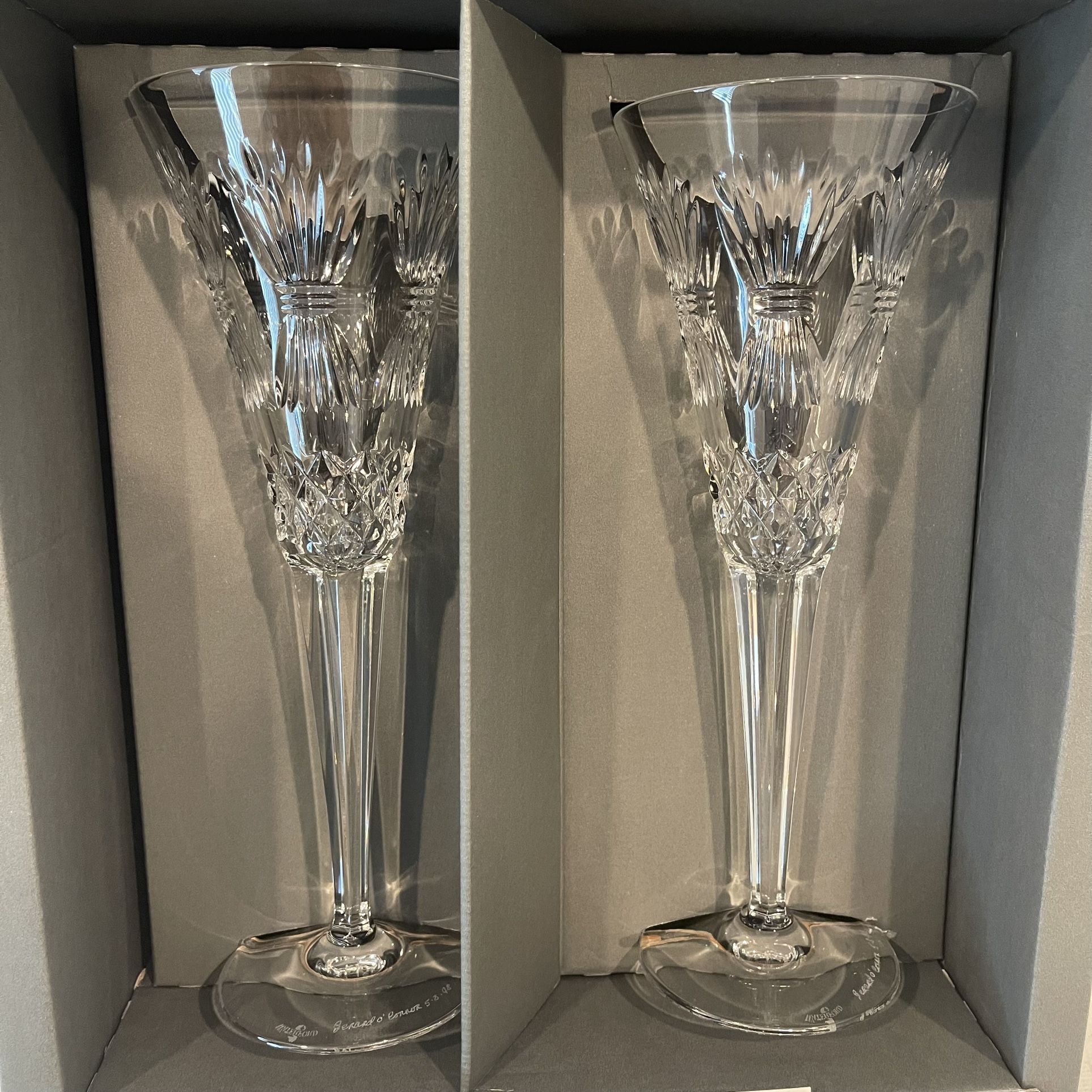 Waterford Millennium Collection Toast To The Year 2000 Champagne Flutes Complete Rare Set