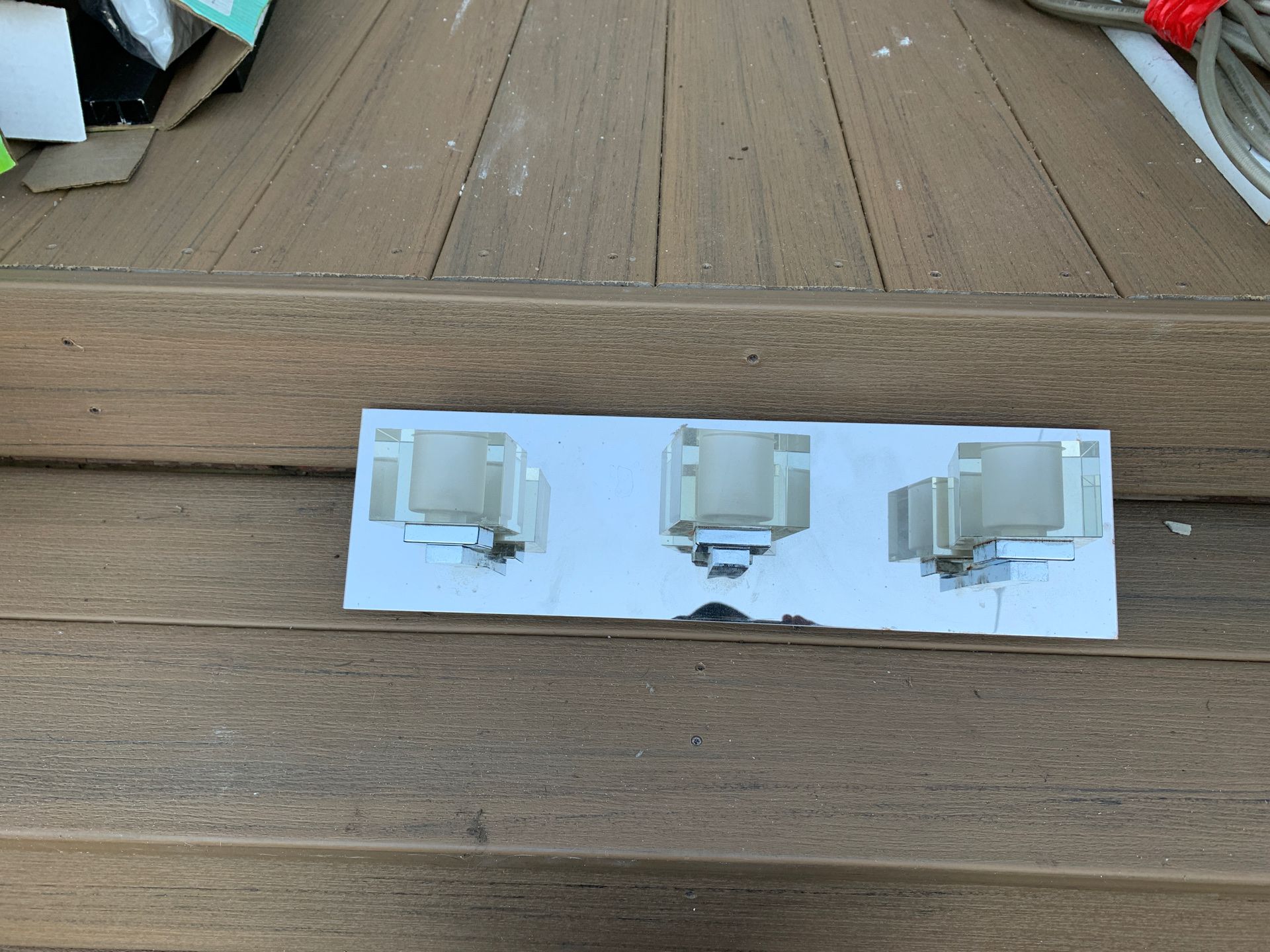 In wall medicine cabinet with matching light fixture