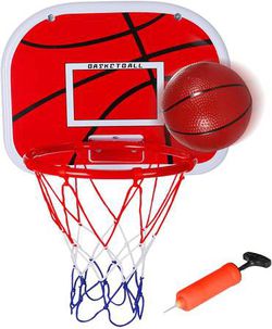 Basketball Hoop Indoor for Kids Toddlers Mini Basketball Hoop Over The Door 15” x 11.5” Backboard with Ball & Complete Accessories Wall Basketball Gam Thumbnail