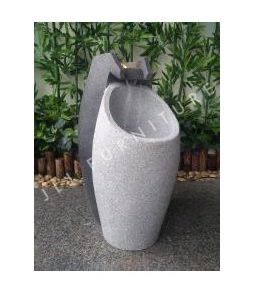NEW Waterfall Fountain Modern Floor w/LED Light, Indoor Outdoor Décor, 25 Inch Tall, Grey and Black