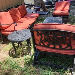 6 PC. Hanamint ,Iron,  1 Large Sofa , 2 Large Deep Rocking Chairs, With Cushions, And 3 Tables, All Set Really Heavy And Sturdy, In Excellent Cond  Thumbnail