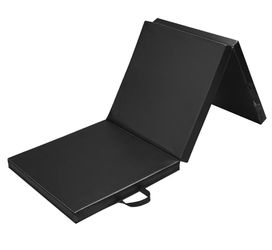 NEW Black Tri-Fold Gymnastics Mat 6'x2' Foldable Fit Exercise w/ Carrying Handles Thumbnail