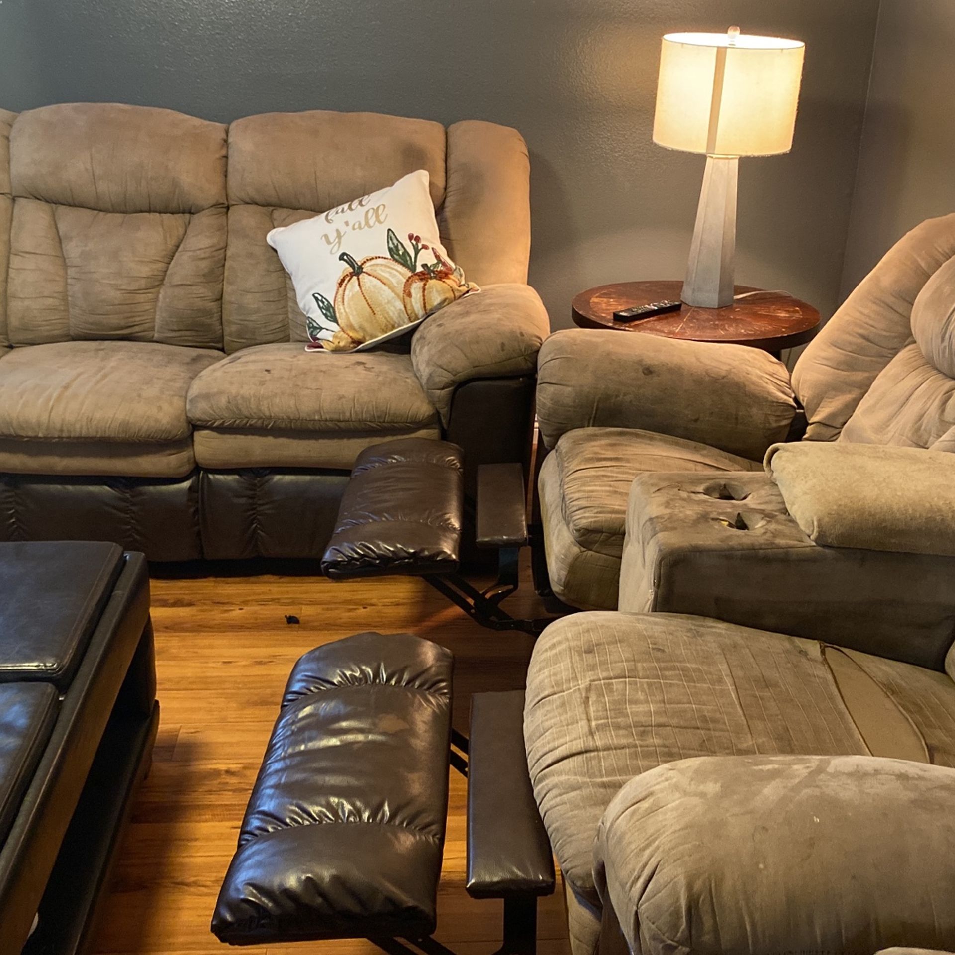 Suede Leather Couch Set